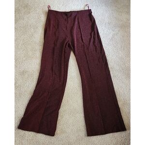 Wide Leg Burgundy Sparkle Pants